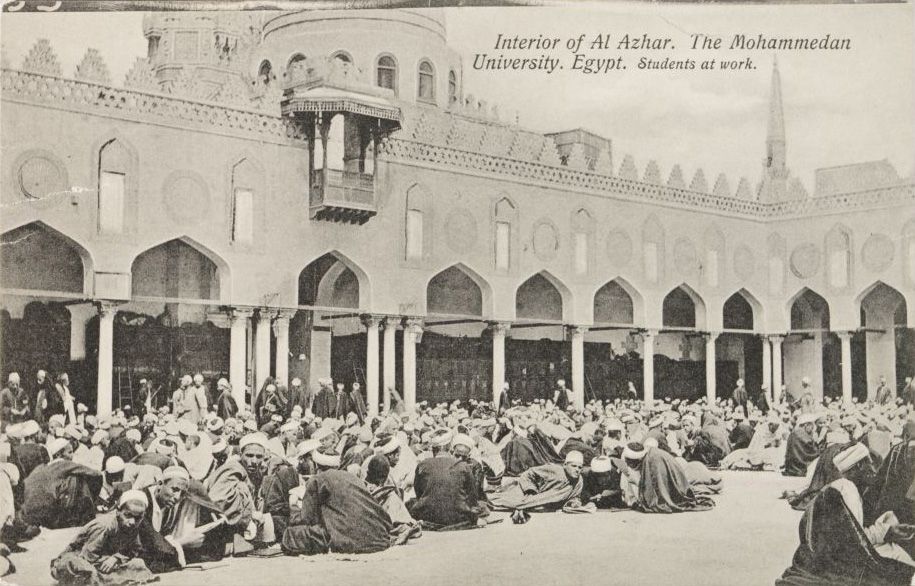 Photographie des étudiants à la mosquée al-Azhar du Caire vers 1900
