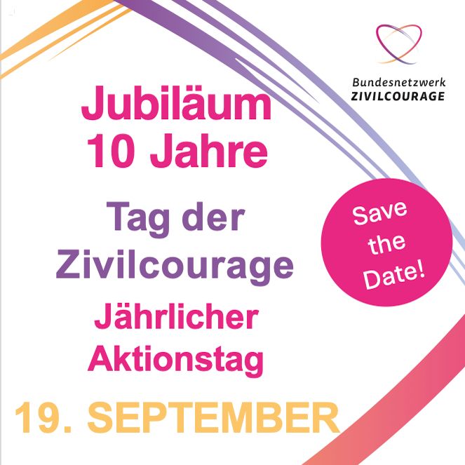 Save the Date: Tag der Zivilcourage am 19. September 2025!