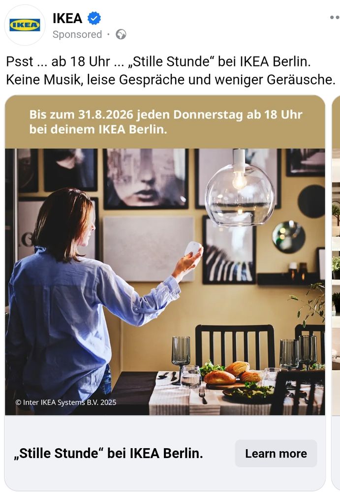 Psst ... ab 18 Uhr ... „Stille Stunde" bei IKEA Berlin. Keine Musik, leise Gespräche und weniger Geräusche