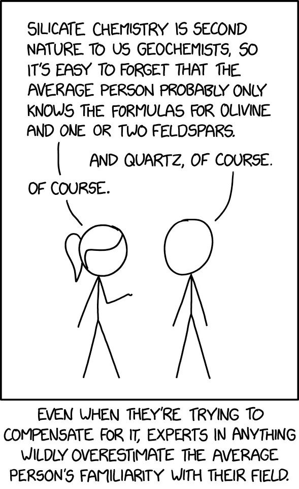 XKCD comic saying that experts wildly overestimate the average person's familiarity with their field