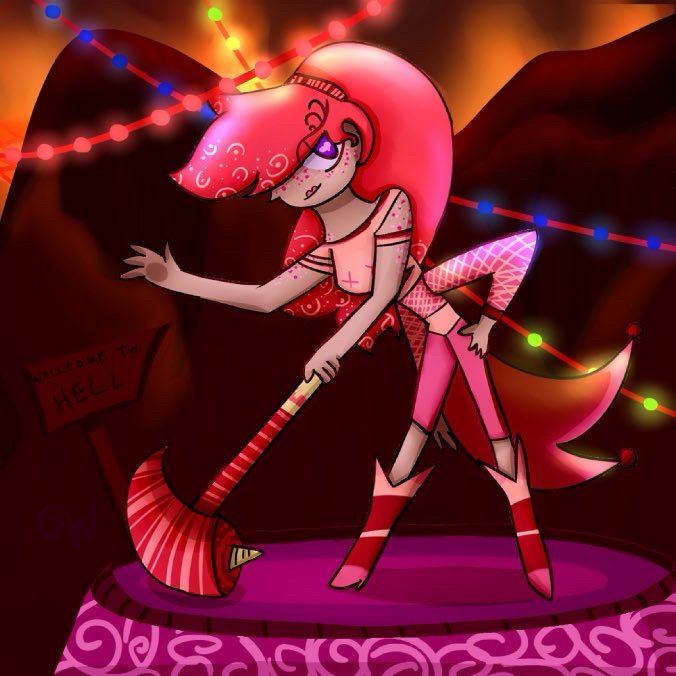 Arte de 2017, moça de 4 braços segurando uma marreta