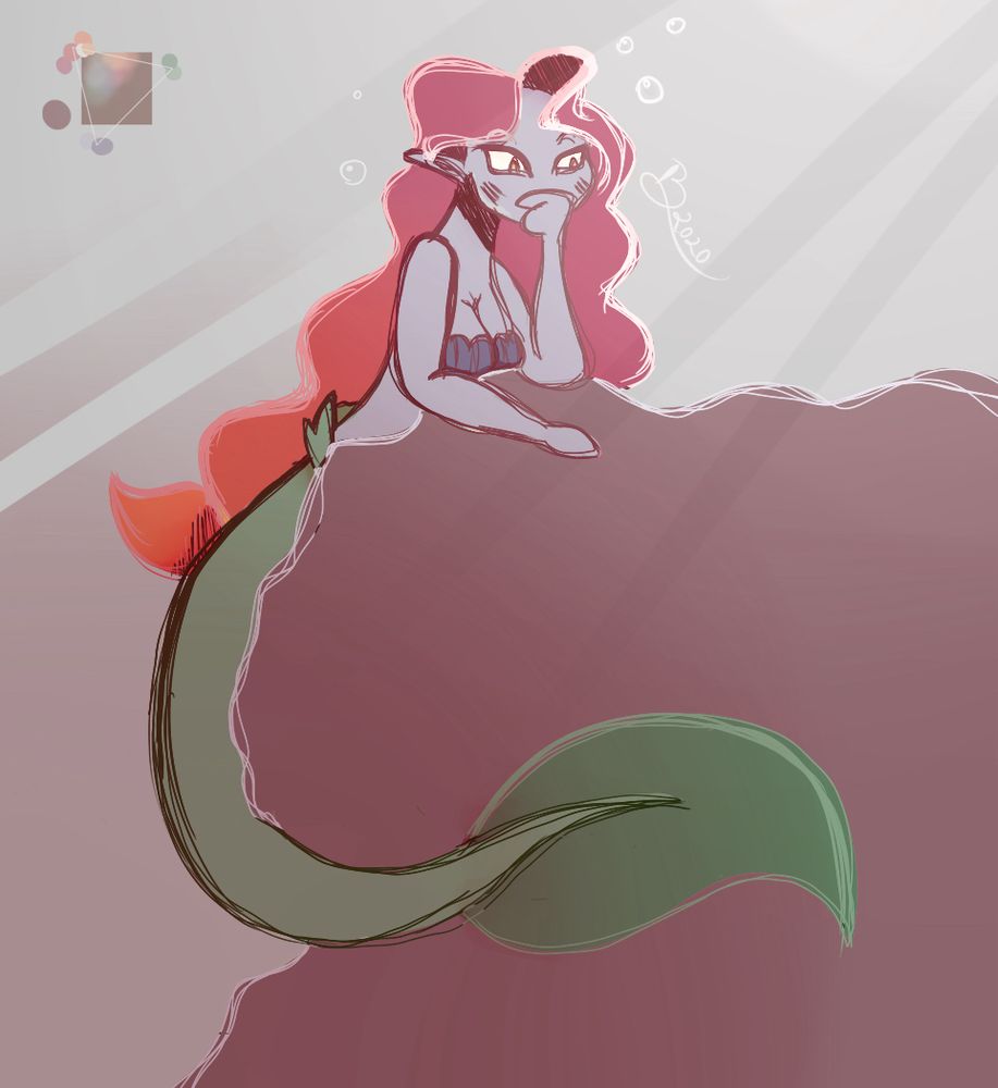 Mermaid with rainbow hair