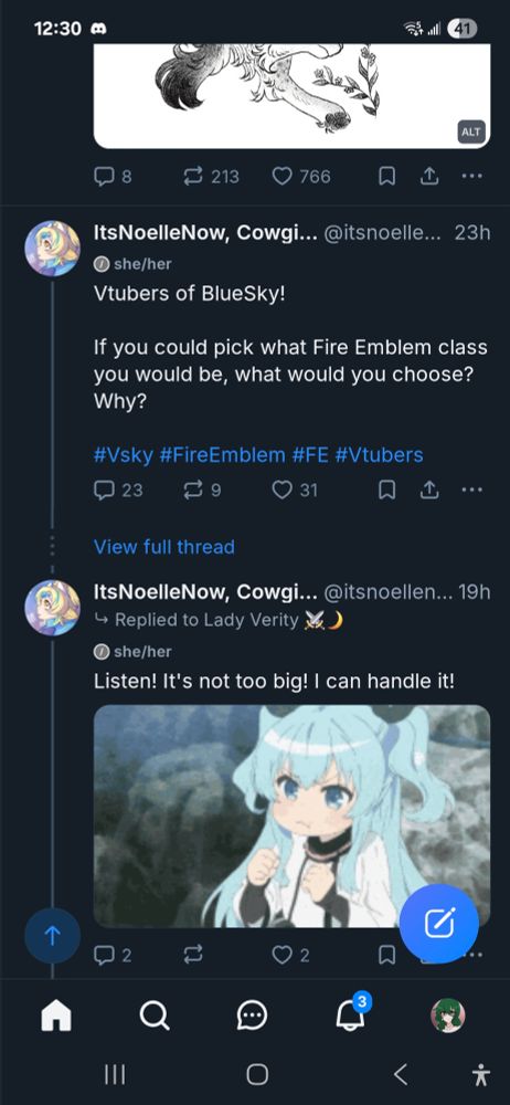 A phone screenshot of Noelle's "Listen! It's not too big! I can handle it!" pouting comment being shown out-of-context.