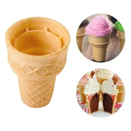 Casquinha de sorvete do tipo cestinha, que é difícil de morder pois é mole e não tem gosto de nada 