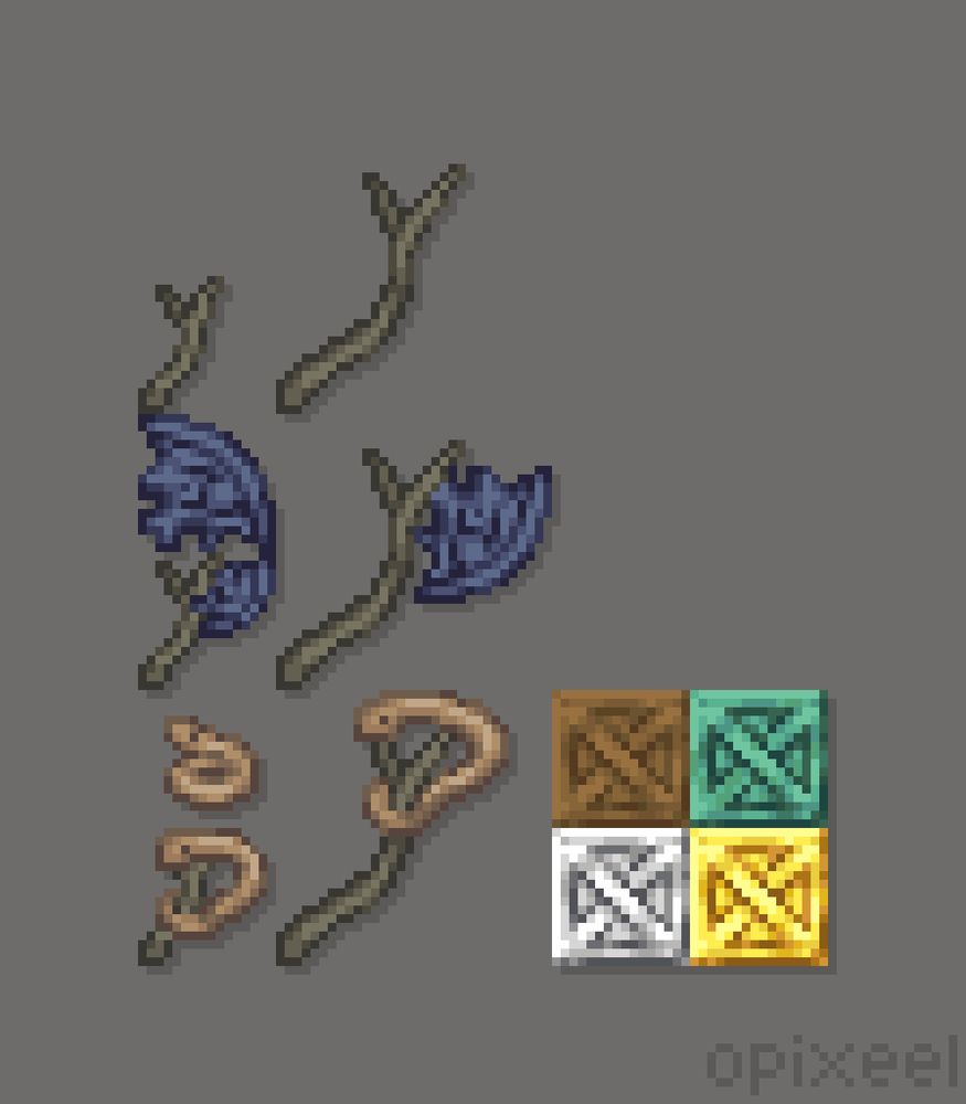 - driftwood branch
- axefish + on branch
- rock eel (pickaxe) + on branch
- wooden, copper, iron and golden crates (no way terraria)