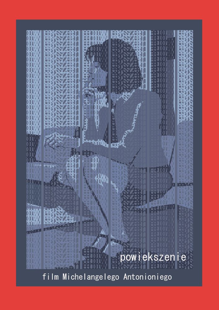 The same character from the previous poster. Now she's sitting on a couch and smoking a cigarette 