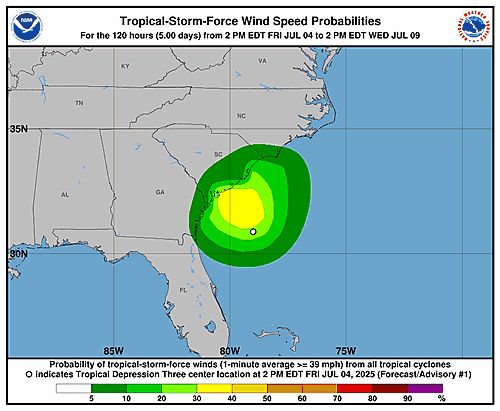 Tropical Depression Three 34-Knot Wind Speed Probabilities