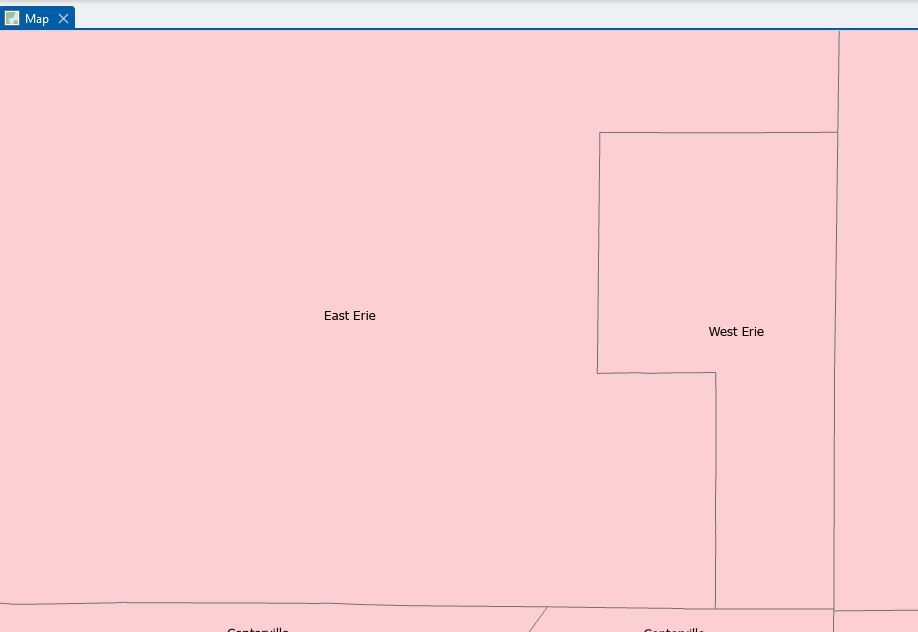 a map, east erie township is to the west of west erie township for some reason