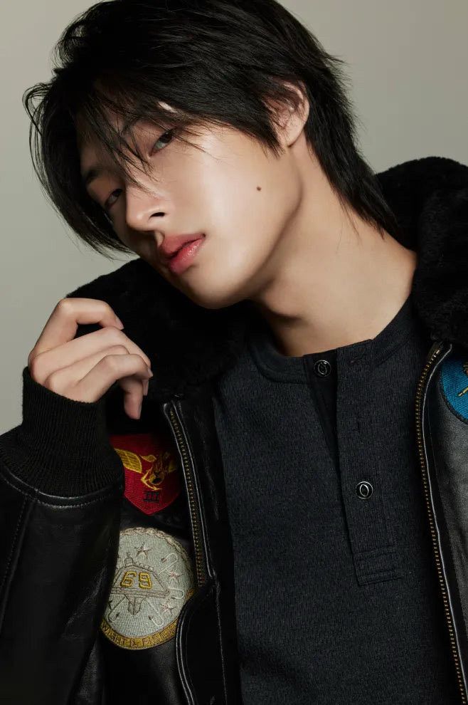 song mingi from ateez from a recent photo shoot looking FINE AS FROG HAIR omg he’s so beautiful 