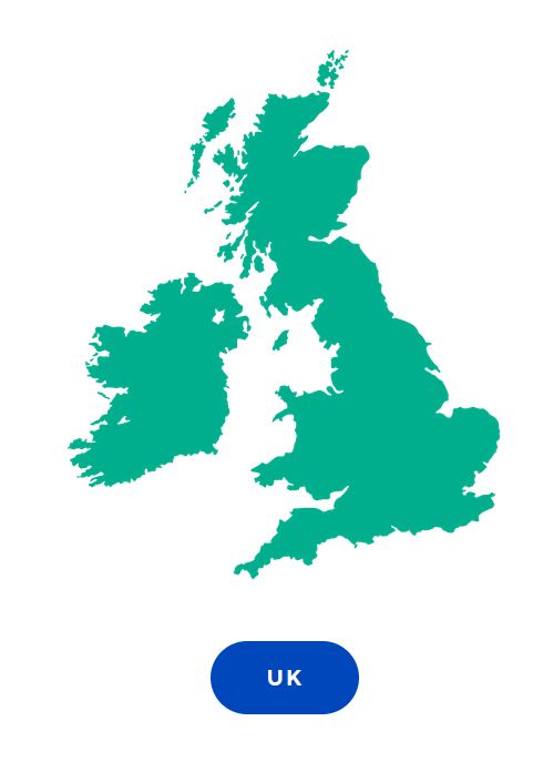 A map showing an outline of the UK and Ireland, labelled the UK.