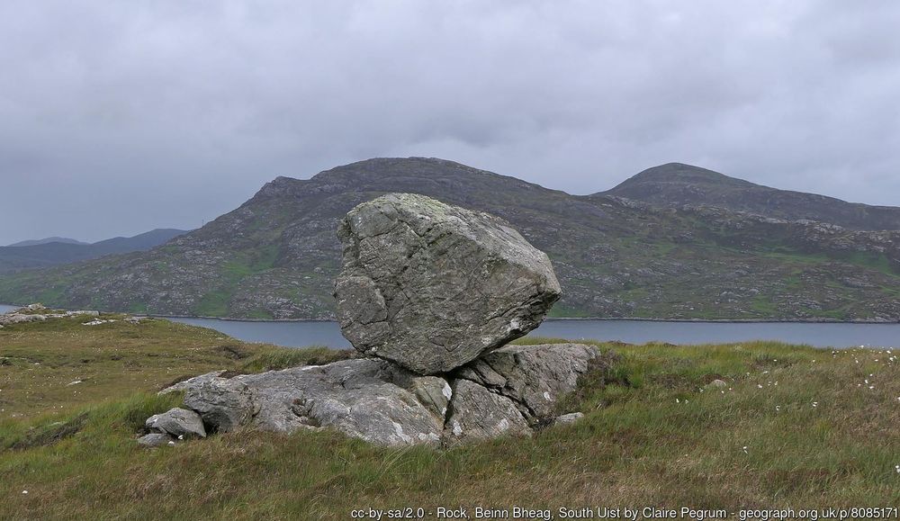 Rock, Beinn Bheag, South Uist
Looking towards Loch Baghasdail and the hills Beinn Ruigh Choinnich and Triuirebheinn.
https://www.geograph.org.uk/photo/8085171