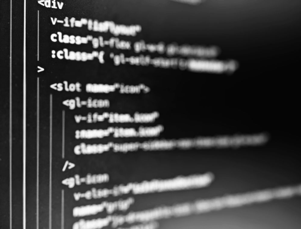 A close-up photo of code using the Vue framework.