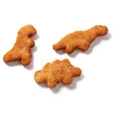 Various dino shape breadcrumbed nuggets 