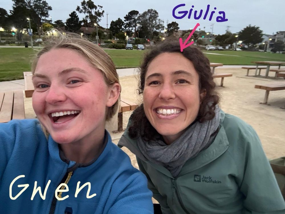 Giulia Maiello (right) and Gwen Donahue juat before a fourth summer survey along the central California coast