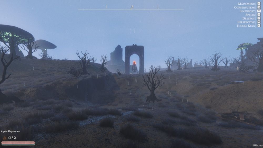 Fantasy Apocalyptic Landscape with a fire machine in the distance