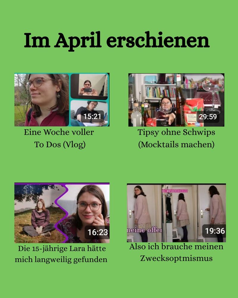 Das Bild zeigt vier Thumbnails von vier Videos auf Youtube 