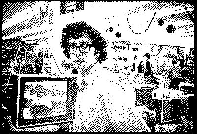 A photo of Bill Atkinson, inventor of (among many other things) Atkinson dithering, dithered with Atkinson dithering