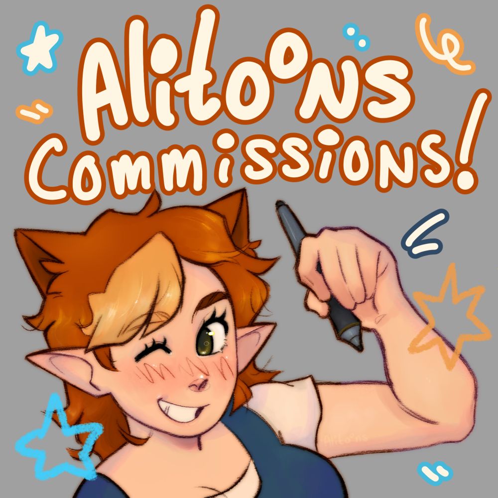 text reads: "alitoons commissions!"