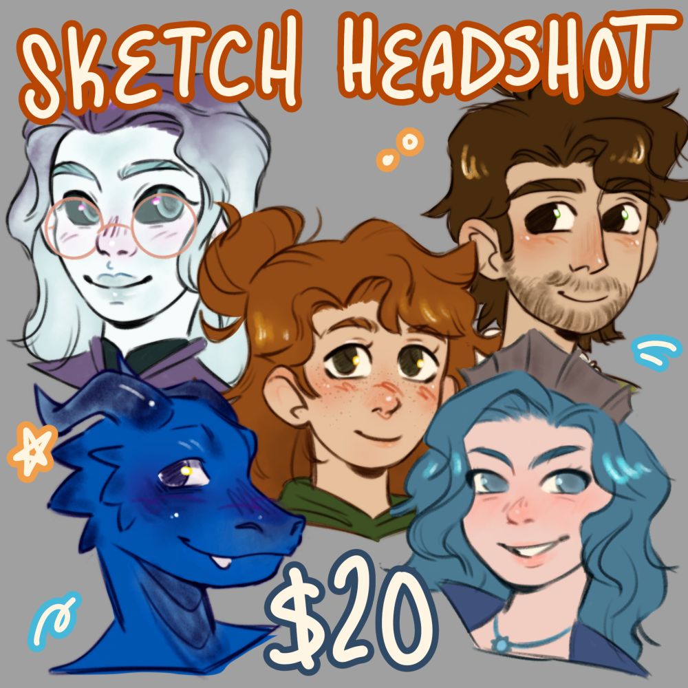 text reads: "SKETCH HEADSHOT $20"