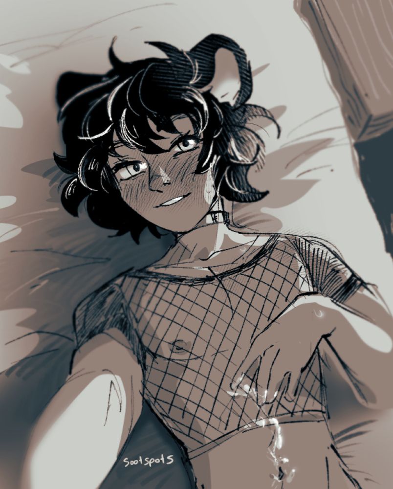Charun sends a selfie to Otto with cummies on his tummy 