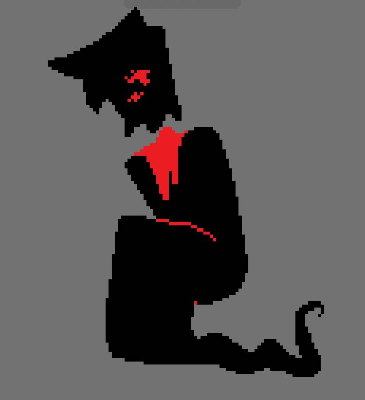 No Soul from OUTCASTS (by Majora Mortis) drawn in low resolution sitting hunched over alone.