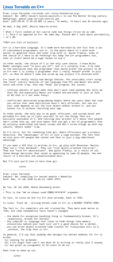 Linus on C++