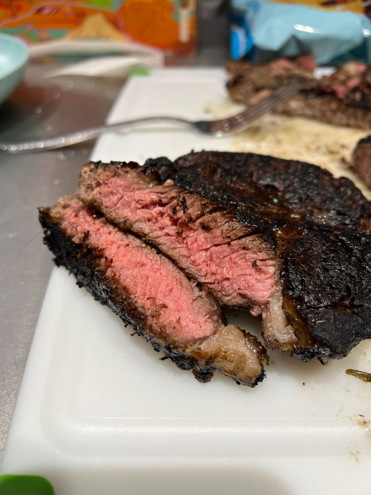 Medium steak cut open