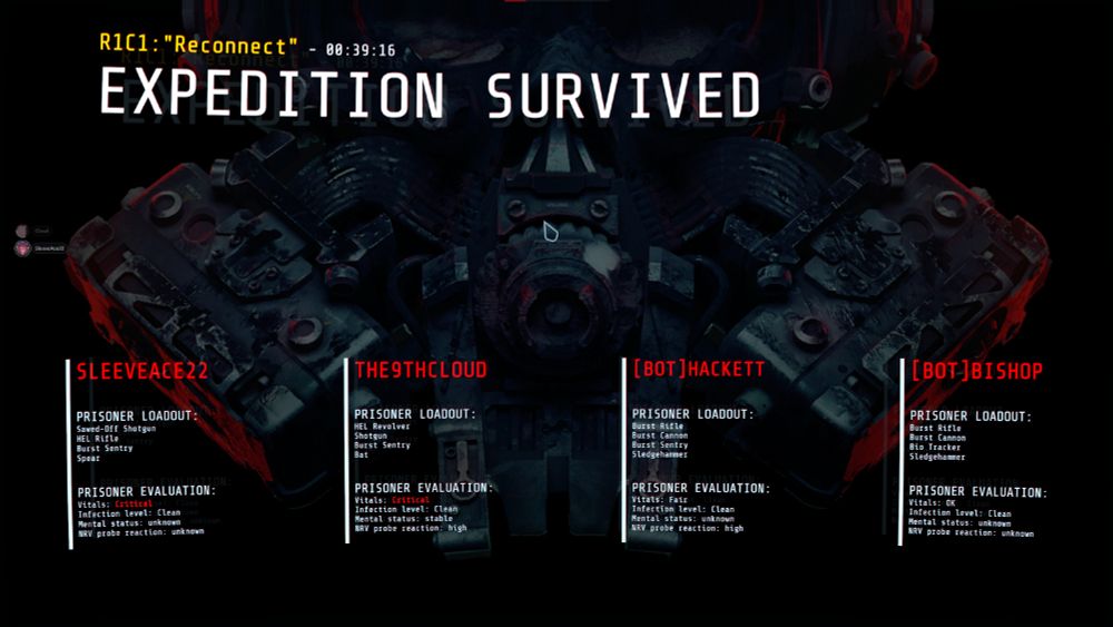 R1C1: "Reconnect" - 00:39:16
EXPEDITION SURVIVED