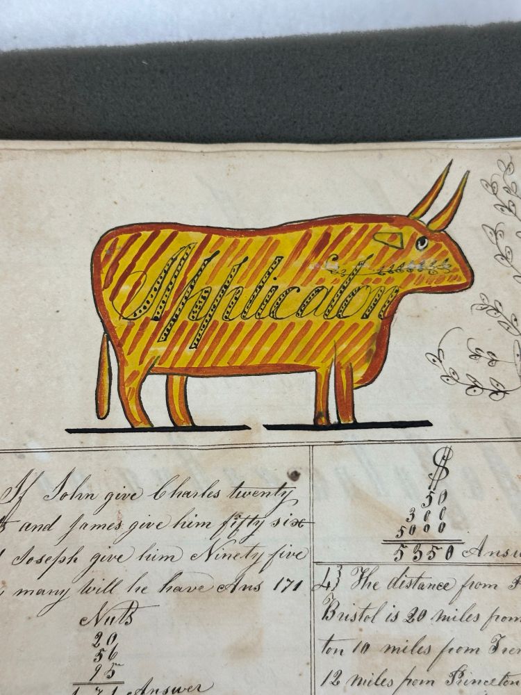 An orange and yellow striped cow in an 1842 math manuscript 