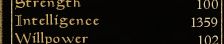A screenshot from Morrowind showing Attributes Strength, 100, Intelligence, 1359, and Willpower, 102.

The Intelligence is absurdly, impossibly, high due to exploiting how crafted potion effectiveness is based on Intelligence, creating a feedback look if crafting more Intelligence potions until Intelligence is very high, then crafting a health potion that can out-heal the damage caused by anything.
