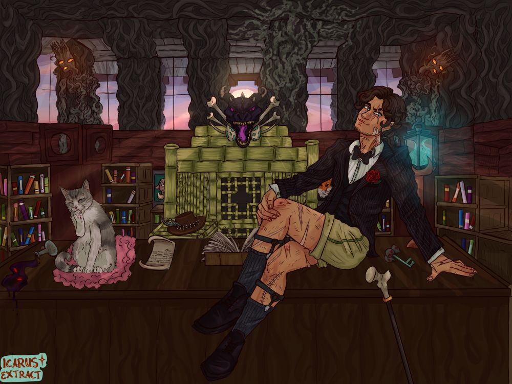 A drawing of scar (goodtimeswithscar) sitting on his desk