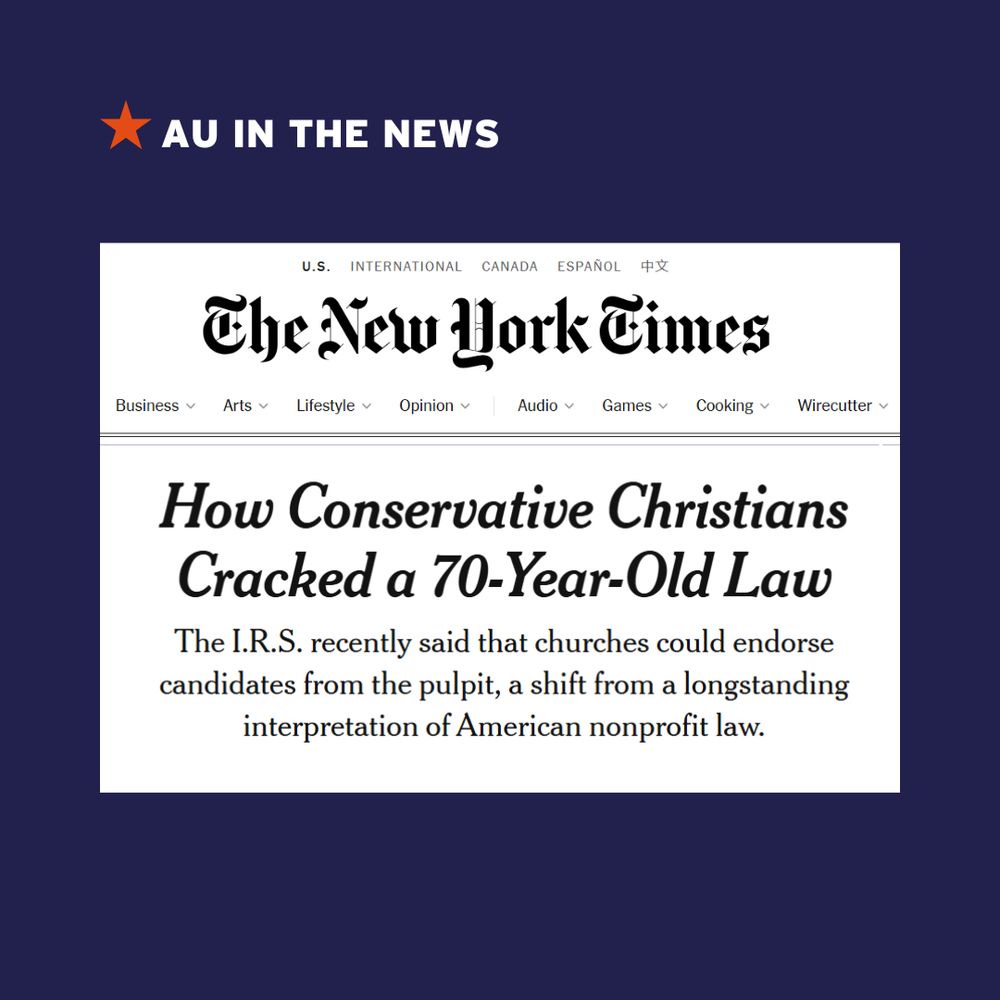 Clip of a NYT headline about changes the IRS is making to the Johnson Amendment and how it will impact nonprofit law.