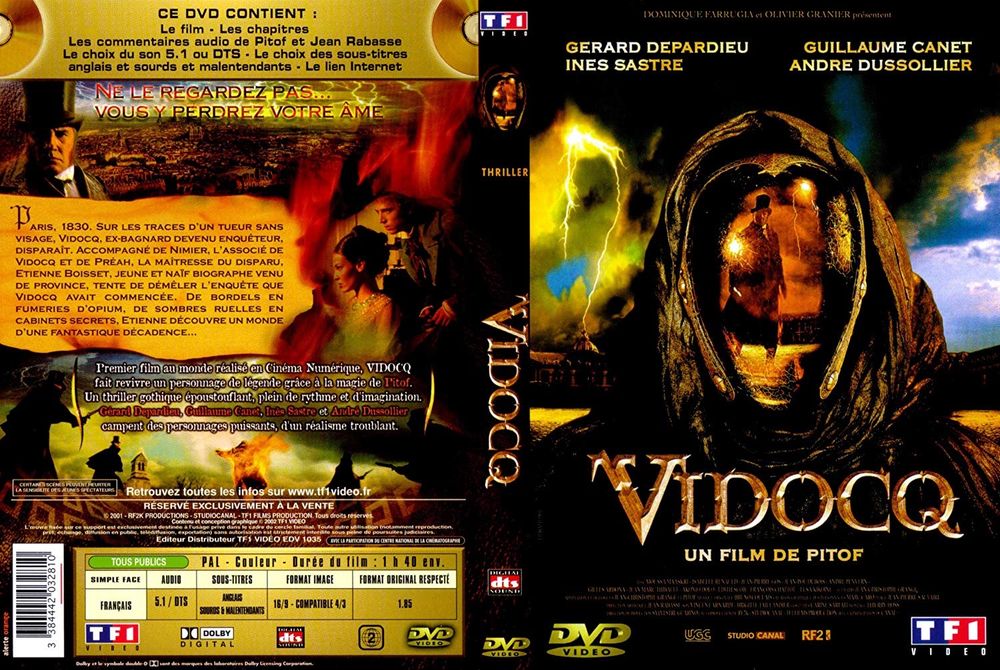 Jaquette DVD française du Vidocq de Pitof