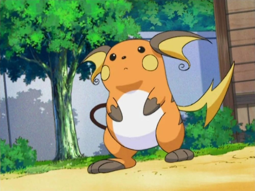 A fairly standard picture of Pikachu's evolution, Raichu.