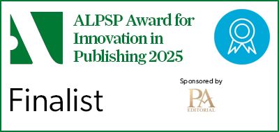 badge reading "ALPSP Award for Innovation in Publishing 2025 - Finalist"
