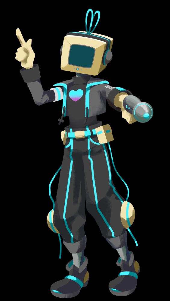 ブラウン管頭のイラスト途中経過