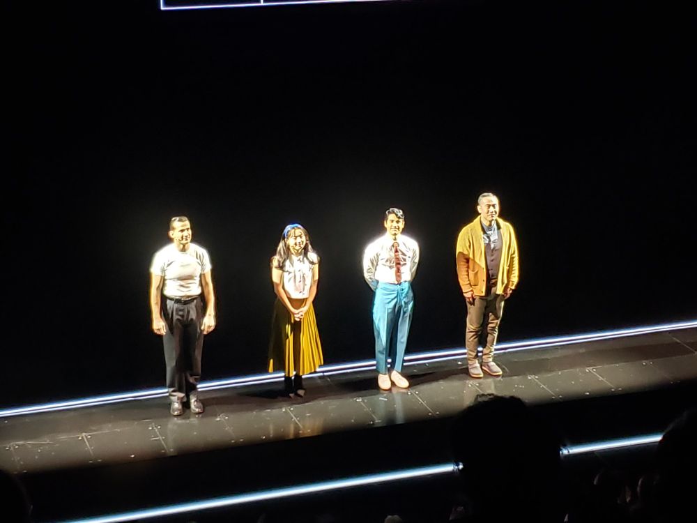 Curtain call photo of the cast, led by Helen J Shen and Darren Cris.