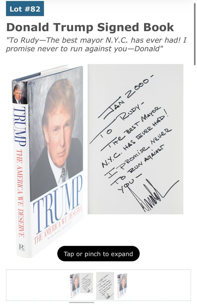 Donald signed copy of book to Rudy w/ signature being 