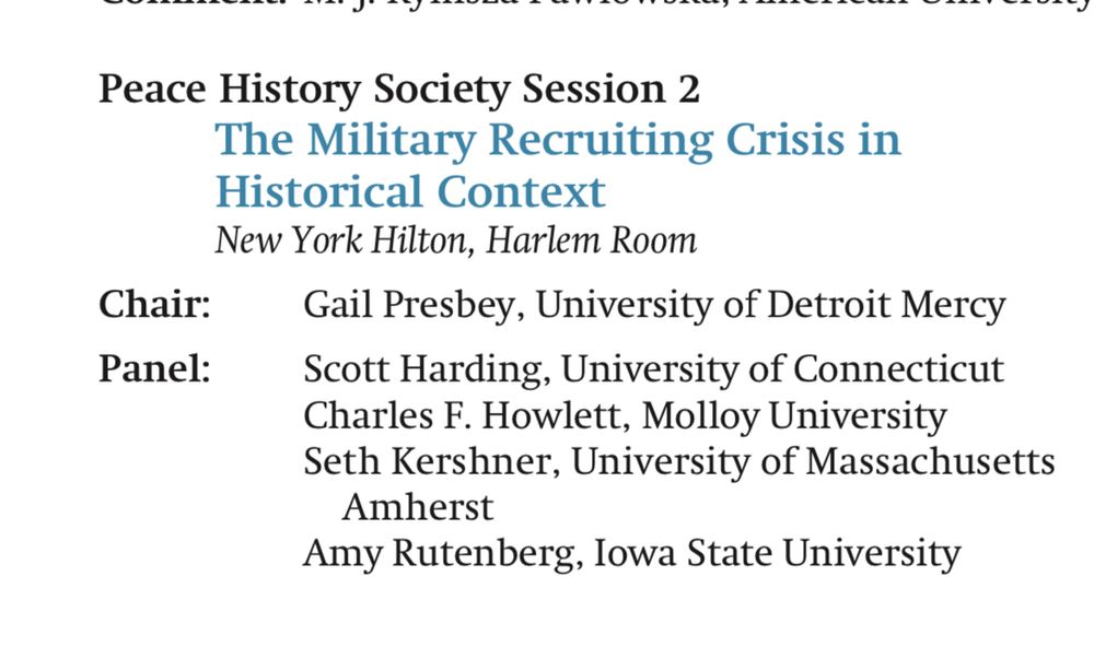 Picture of AHA schedule for this panel, Saturday at 1:30 in the Harlem Room in the Hilton. 