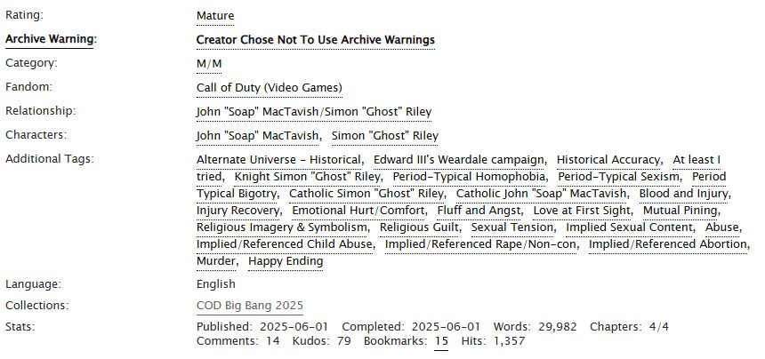Tags on AO3.