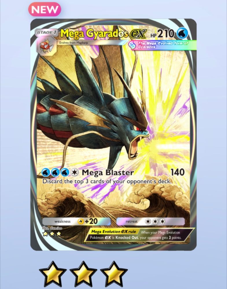 Mega Gyarados ex full art card with mega blaster 140 damage