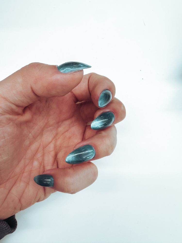 Holographic blue nails