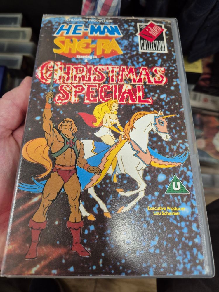 A VHS tape of the He-Man and She-Ra Christmas Special.