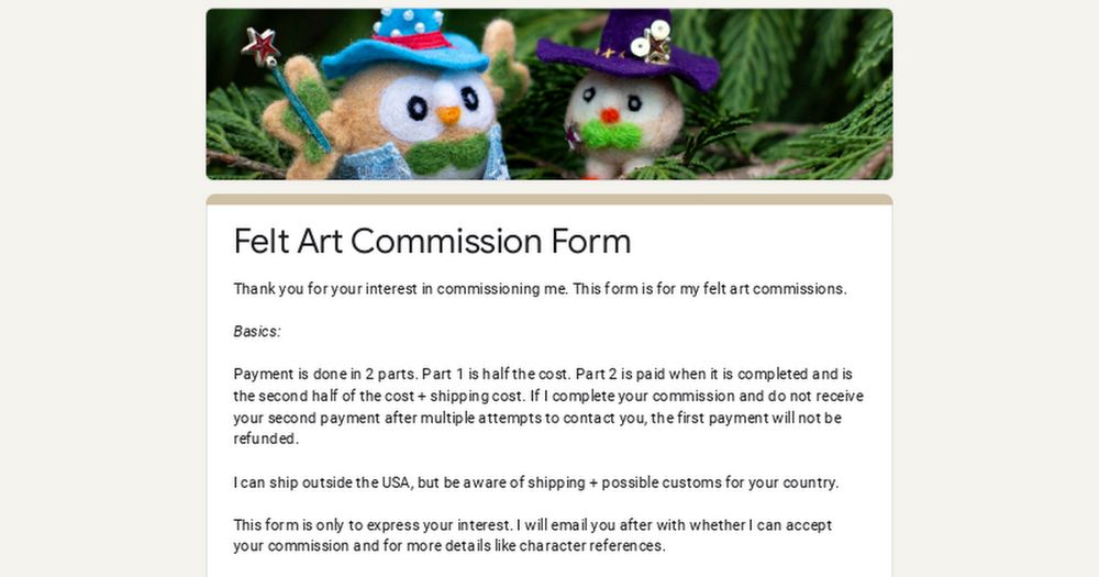 Felt Art Commission Form