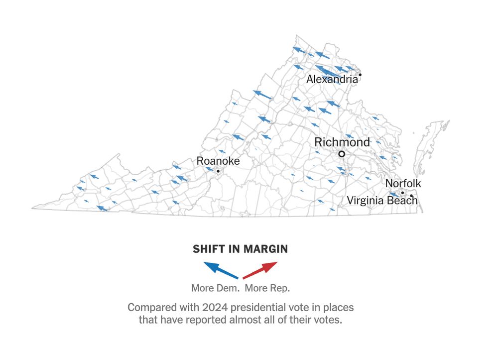Margin shift in VA showing heavy blue arrows in Alexandria.