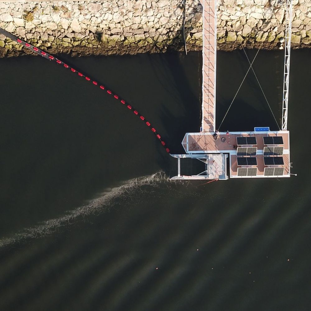Bubble Barrier Vila do Conde aerial view in Portugal.