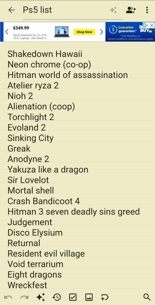 Shakedown Hawaii
Neon chrome (co-op)
Hitman world of assassination 
Atelier ryza 2
Nioh 2
Alienation (coop) 
Torchlight 2
Evoland 2
Sinking City
Greak
Anodyne 2
Yakuza like a dragon
Sir Lovelot
Mortal shell
Crash Bandicoot 4
Hitman 3 seven deadly sins greed
Judgement
Disco Elysium
Returnal
Resident evil village
Void terrarium
Eight dragons
Wreckfest
Star wars fallen order