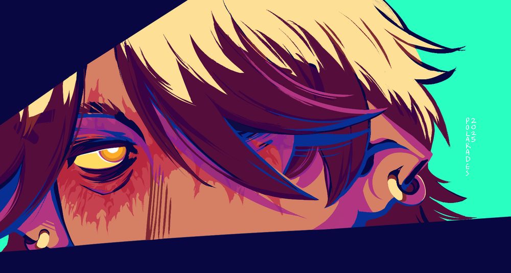 Digital art of my character, Treze, an elf with yellow eyes and a large scar across his face.