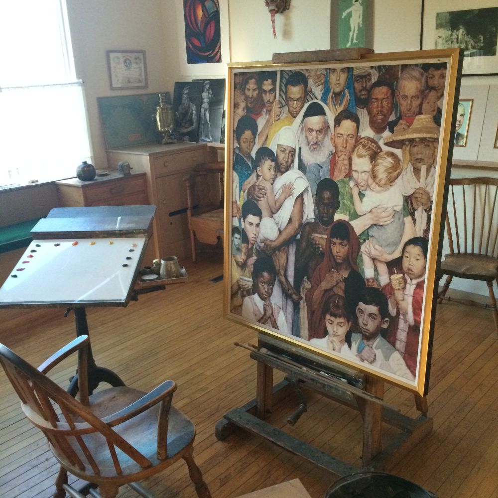 A photo of the recreation of Norman Rockwell's studio found at his museum. 