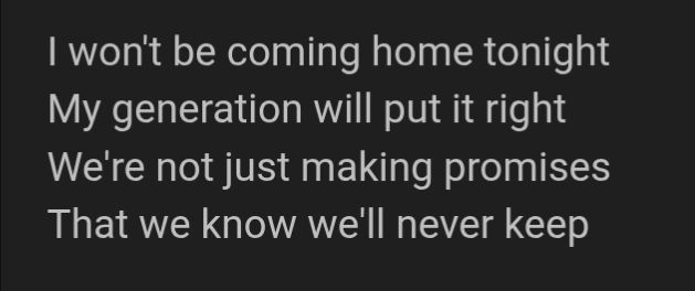 Some of the lyrics from Genesis's 1986 hit song Land of Confusion. 